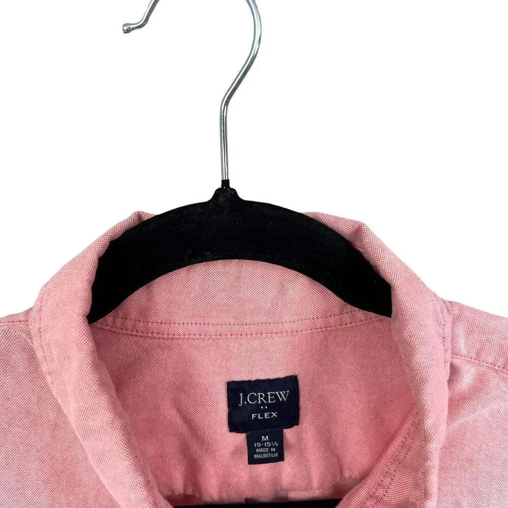 J. Crew Men Shirt Flex Button Down Monogram Pocket Long Sleeve Pink M 15-15.5*